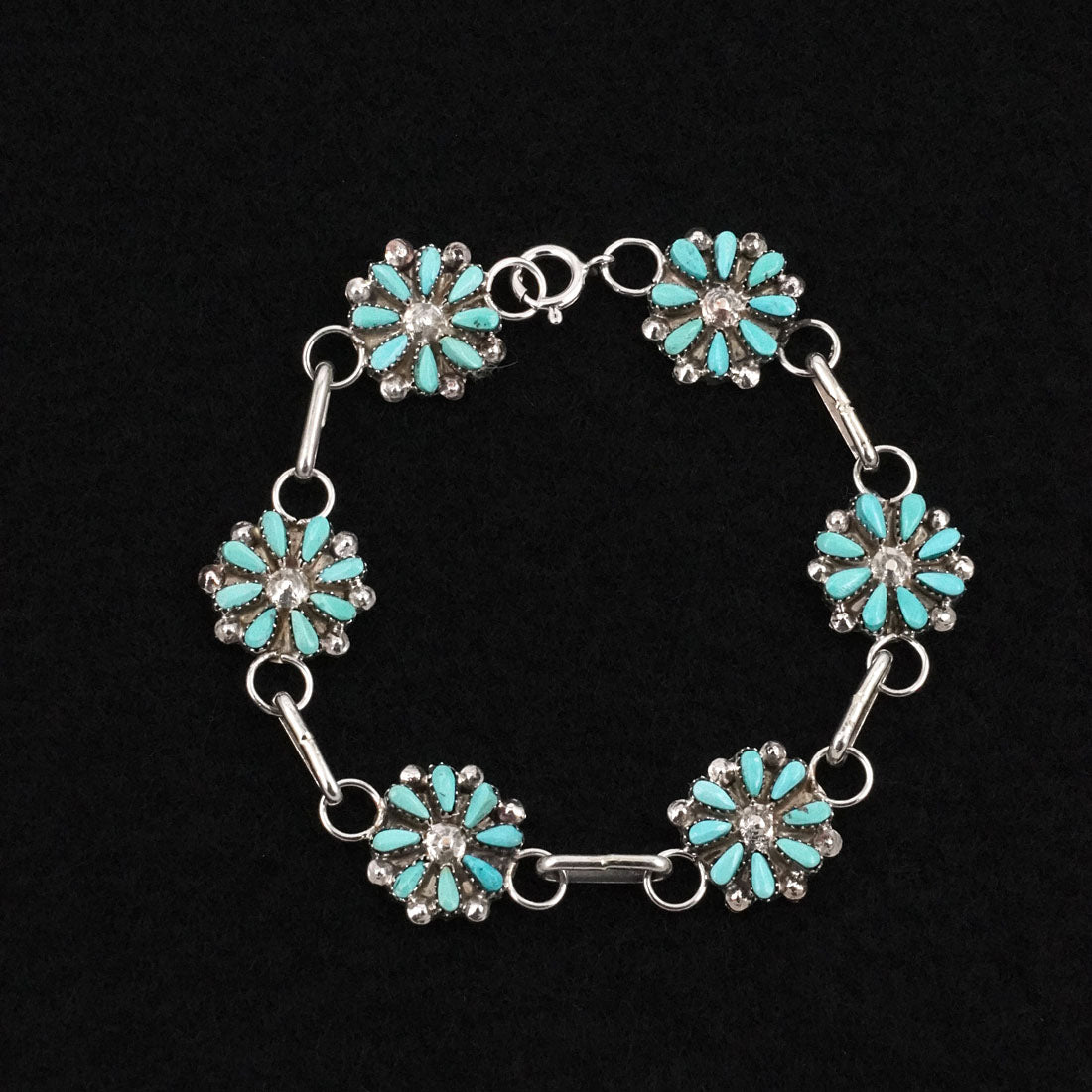 David Leekity Turquoise & Sterling Silver Link Bracelet