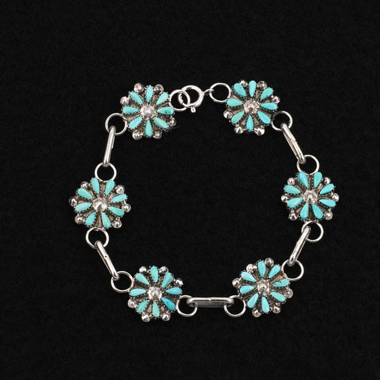 David Leekity Turquoise & Sterling Silver Link Bracelet