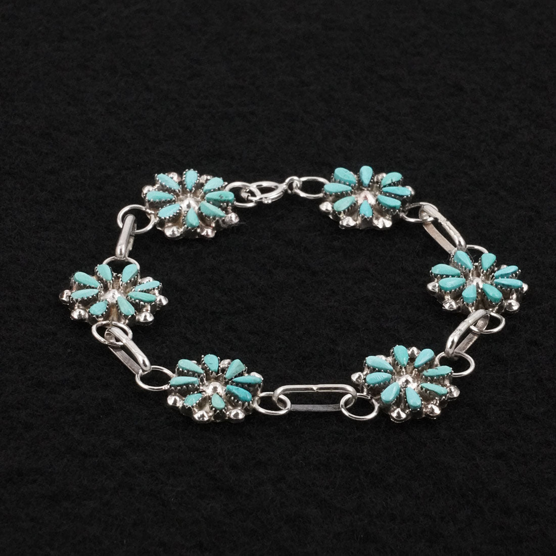 David Leekity Turquoise & Sterling Silver Link Bracelet
