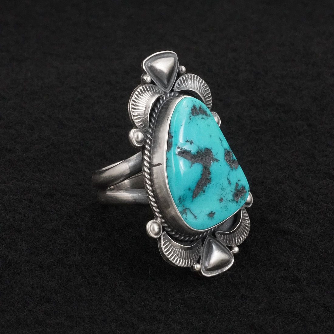 Derrick Gordon Turquoise & Sterling Silver Squash Blossom Set