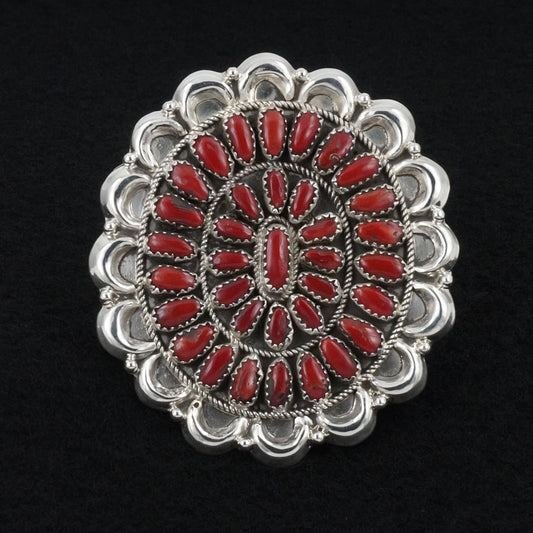 Justina Wilson Coral & Sterling Silver Ring Size Adjustable