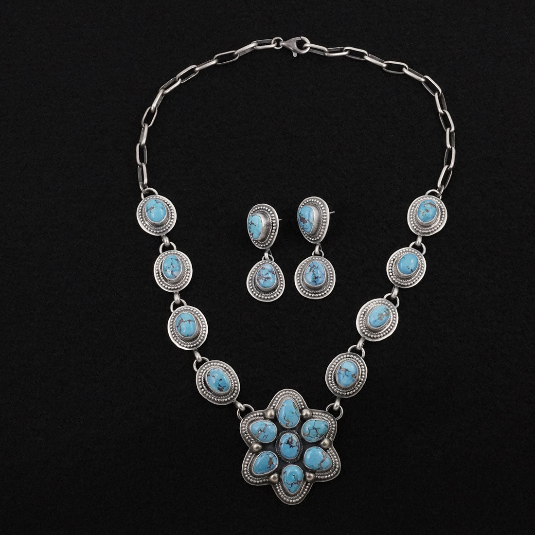 Kathleen Livingston Turquoise & Sterling Silver Necklace Set
