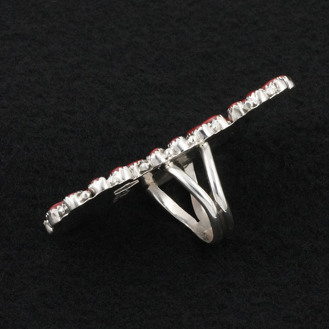 Justina Wilson Coral & Sterling Silver Ring Size 7.5