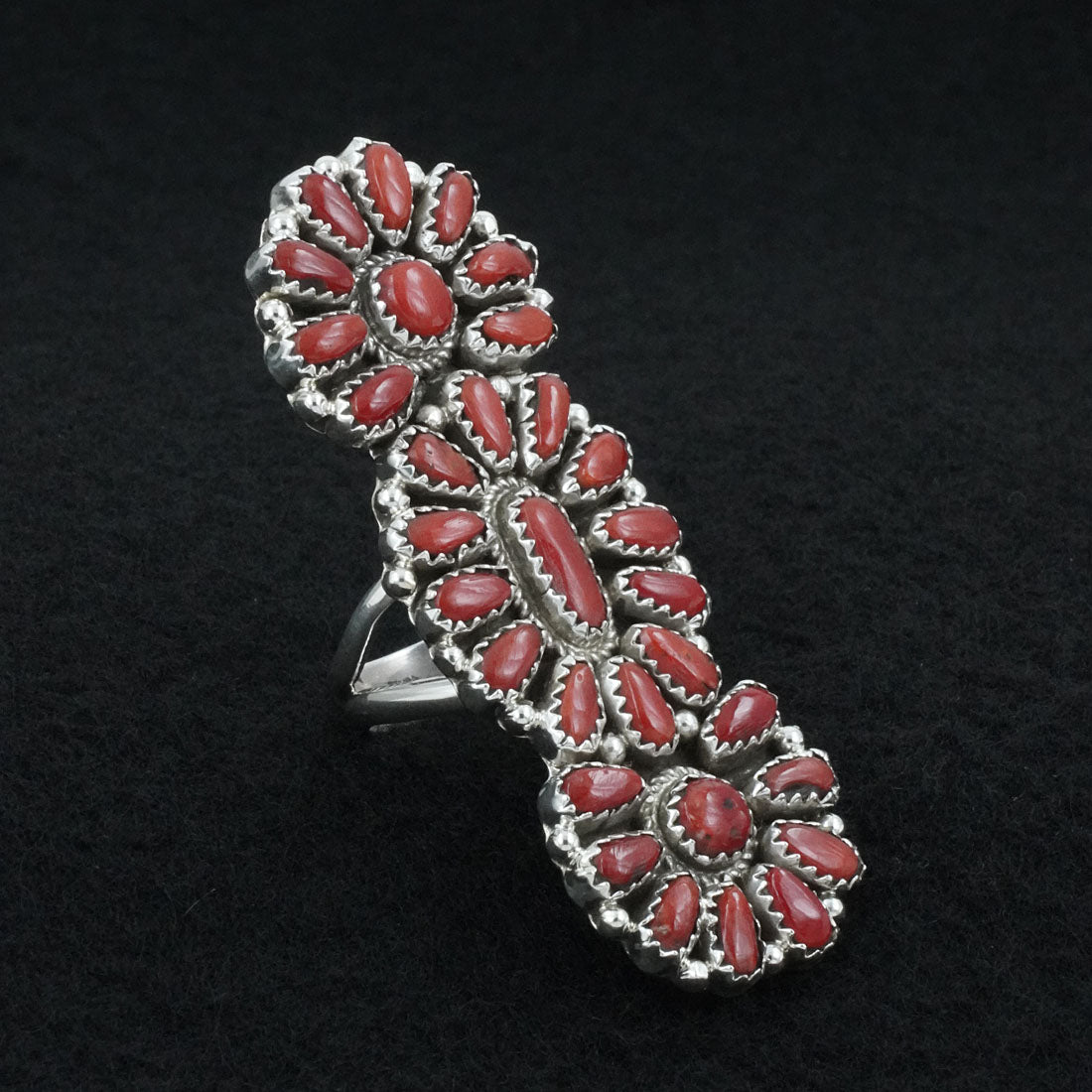 Justina Wilson Coral & Sterling Silver Ring Size 7.5