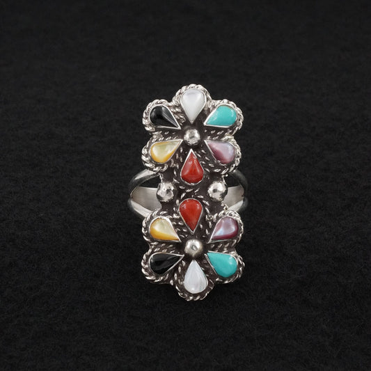 Gina Dosedo Multi-Stone & Sterling Silver Ring Size 10