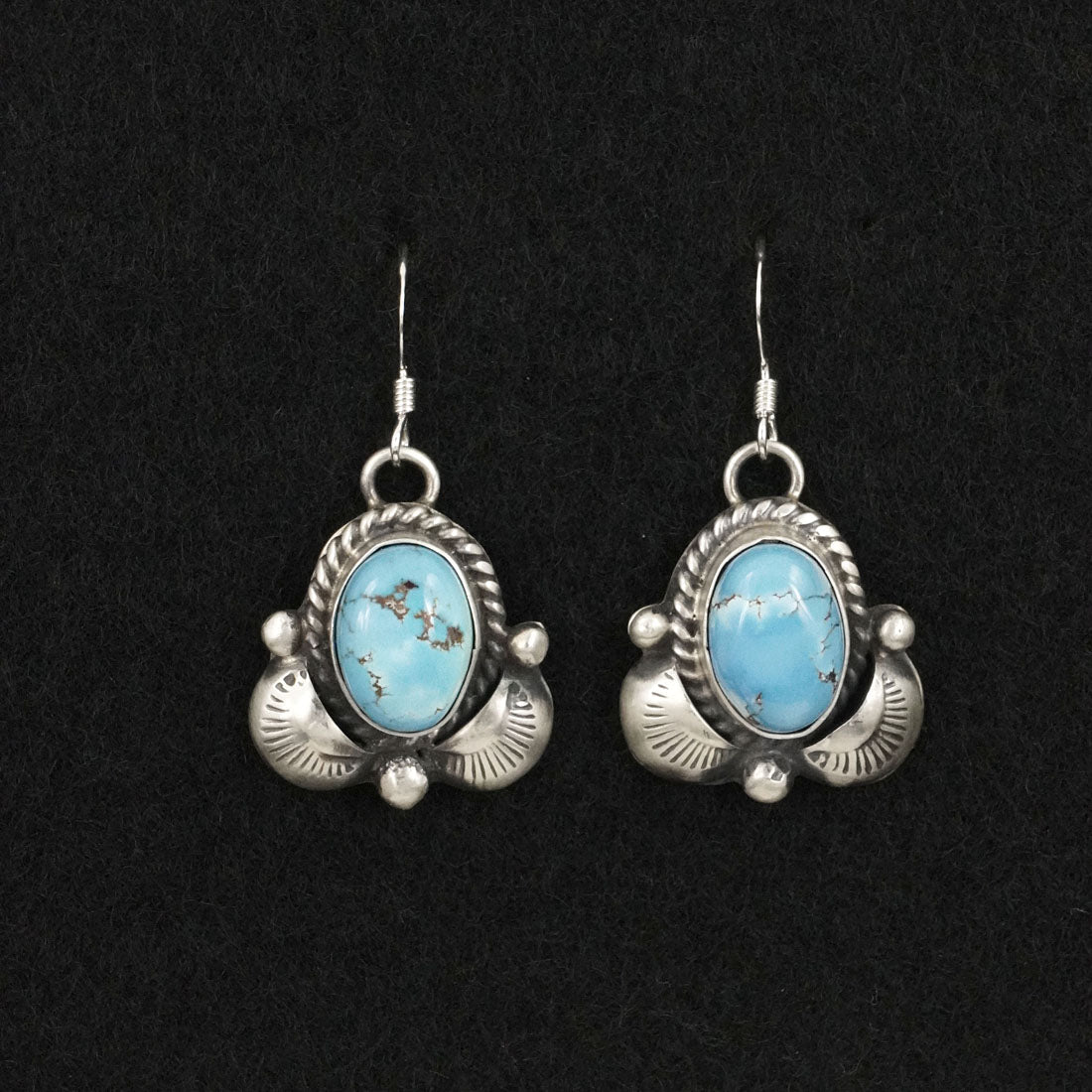 Vernon Johnson Turquoise & Sterling Silver Squash Blossom Set