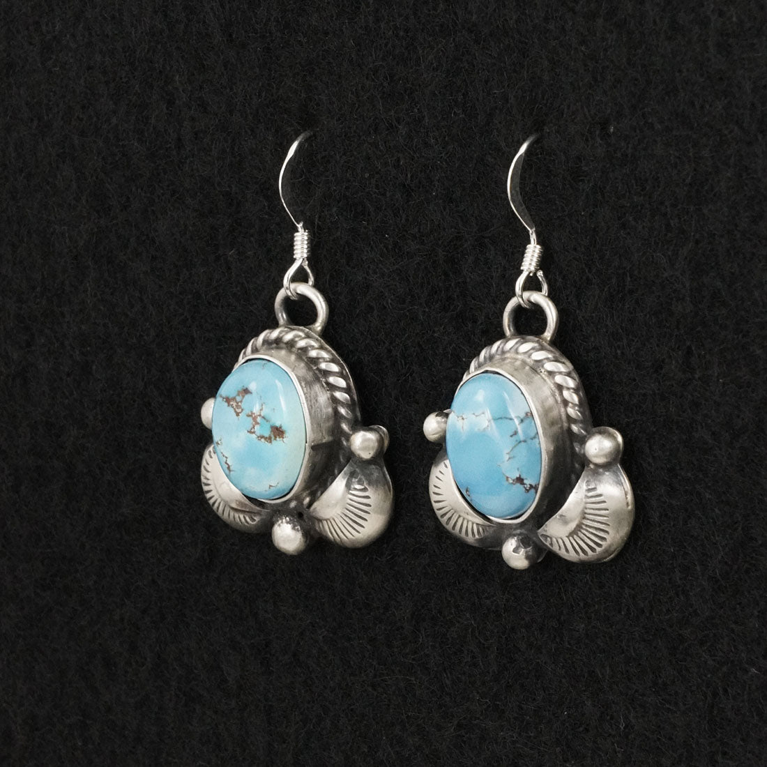 Vernon Johnson Turquoise & Sterling Silver Squash Blossom Set
