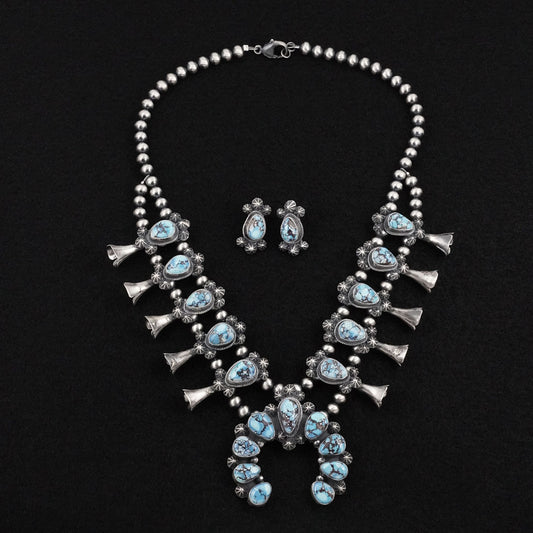 Darrin Livingston Turquoise & Sterling Silver Squash Blossom Set