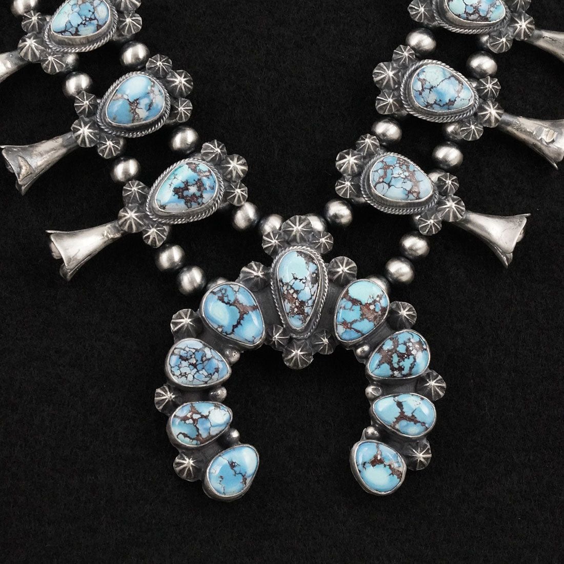 Darrin Livingston Turquoise & Sterling Silver Squash Blossom Set
