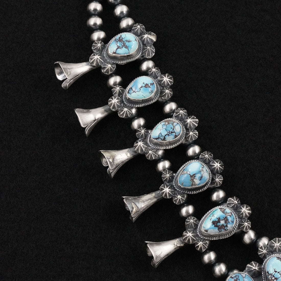 Darrin Livingston Turquoise & Sterling Silver Squash Blossom Set