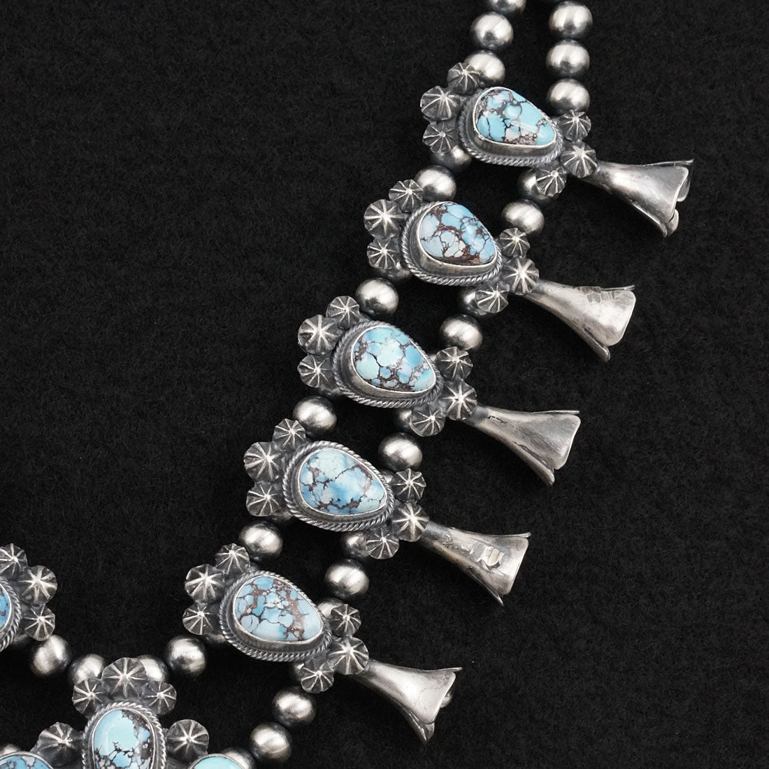 Darrin Livingston Turquoise & Sterling Silver Squash Blossom Set