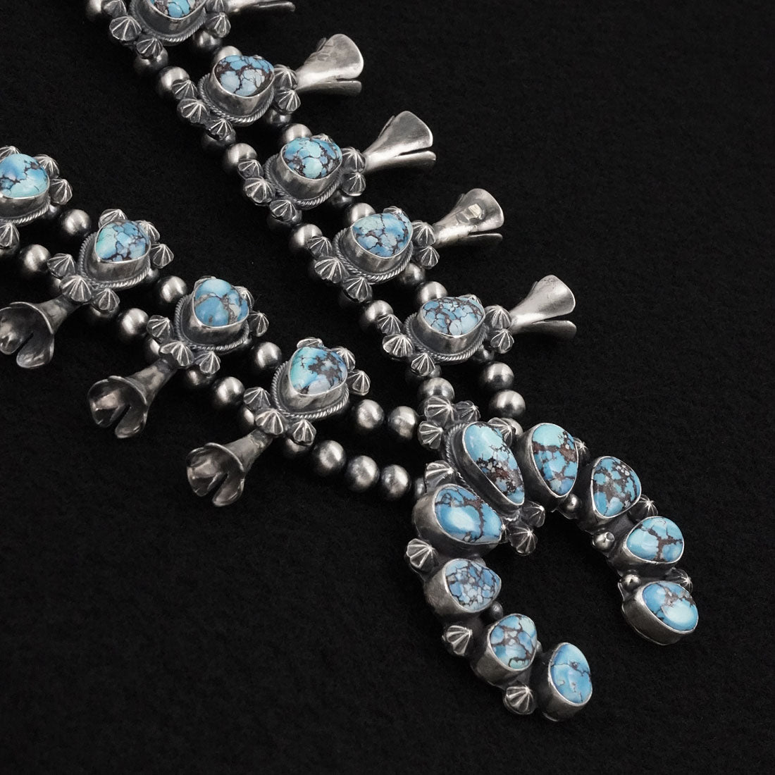 Darrin Livingston Turquoise & Sterling Silver Squash Blossom Set