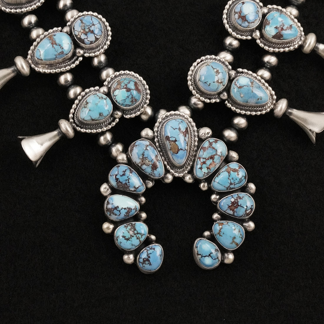 Darrin Livingston Turquoise & Sterling Silver Squash Blossom Set