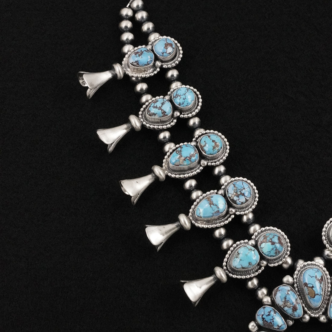 Darrin Livingston Turquoise & Sterling Silver Squash Blossom Set