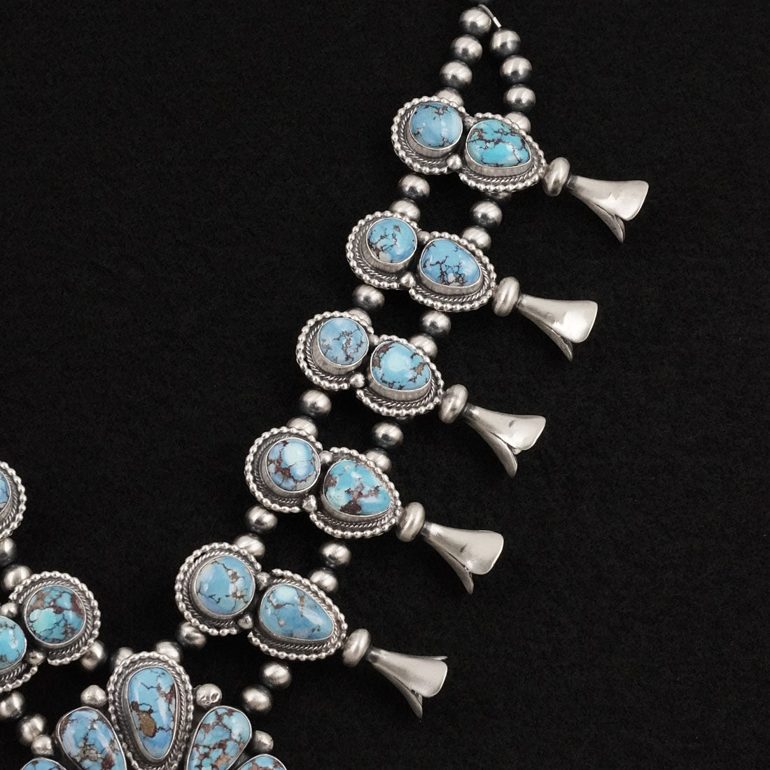 Darrin Livingston Turquoise & Sterling Silver Squash Blossom Set