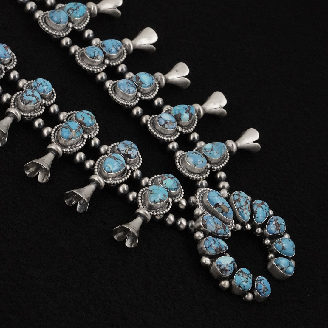 Darrin Livingston Turquoise & Sterling Silver Squash Blossom Set
