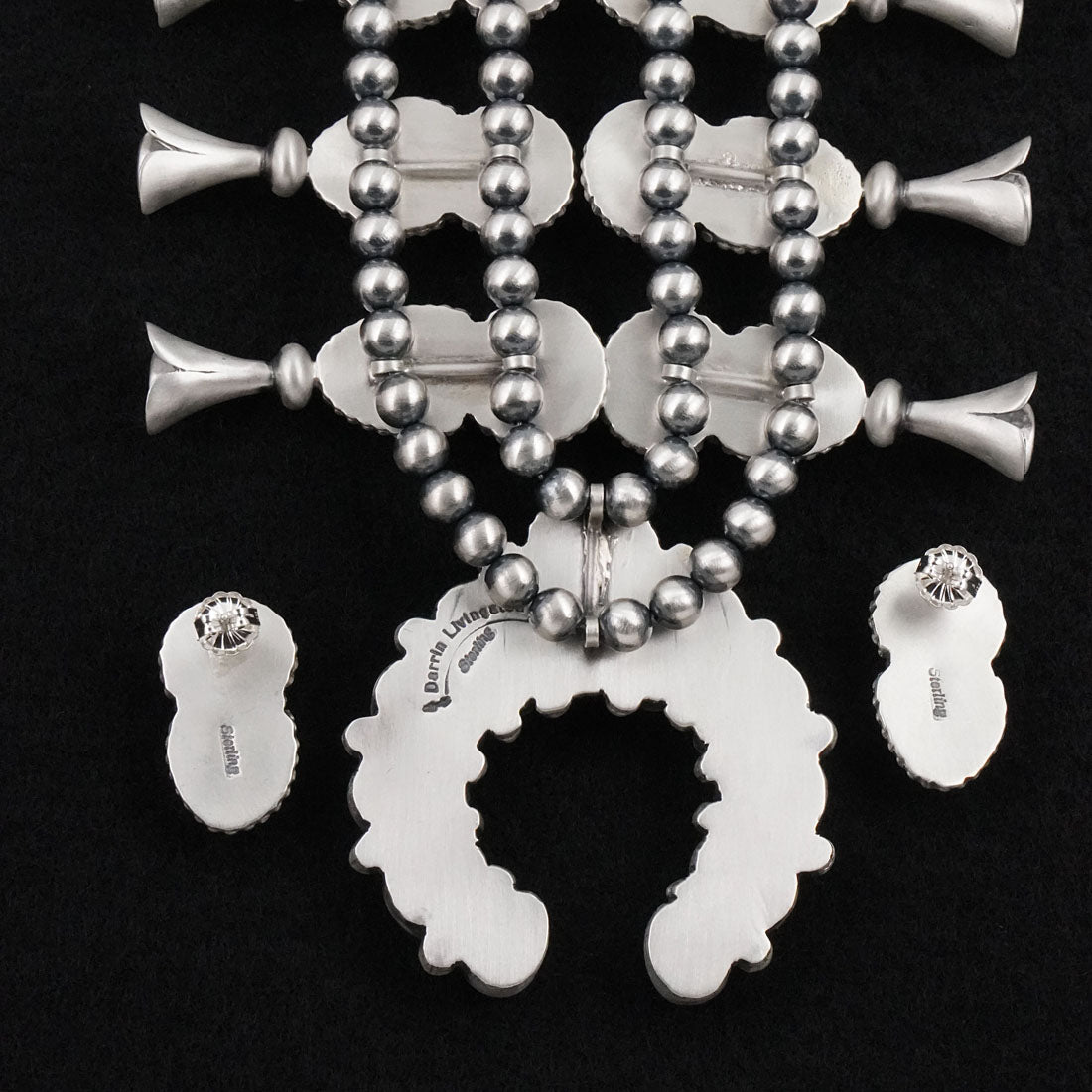 Darrin Livingston Turquoise & Sterling Silver Squash Blossom Set