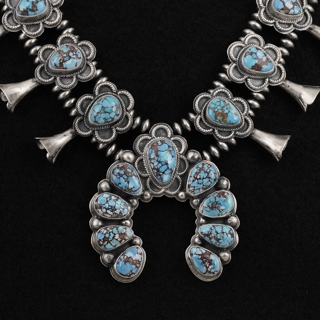 Darrin Livingston Turquoise & Sterling Silver Squash Blossom Set