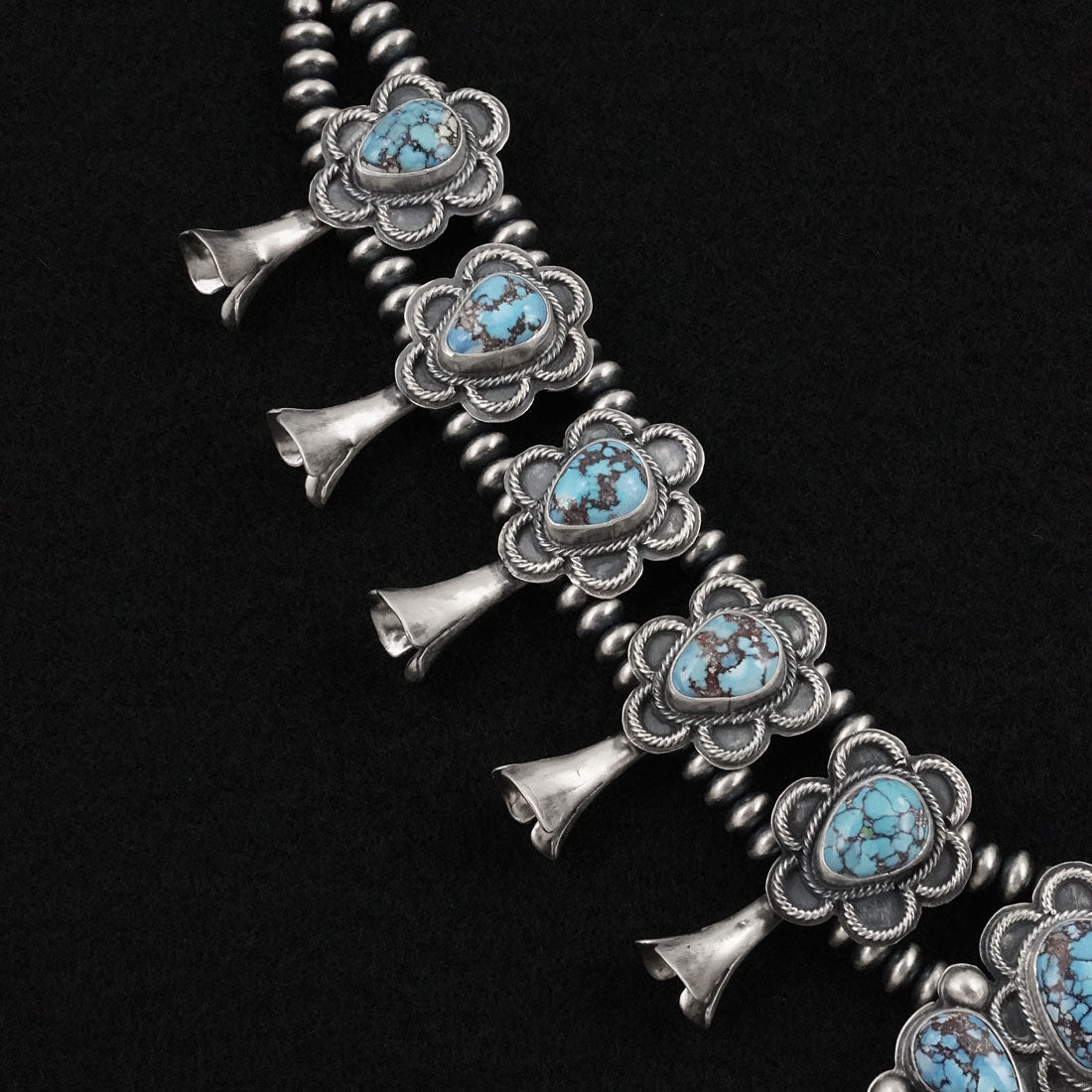 Darrin Livingston Turquoise & Sterling Silver Squash Blossom Set