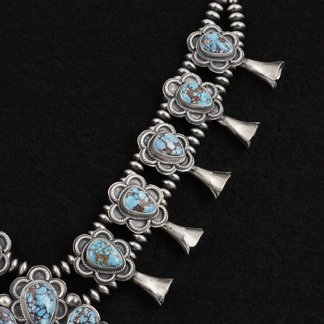 Darrin Livingston Turquoise & Sterling Silver Squash Blossom Set
