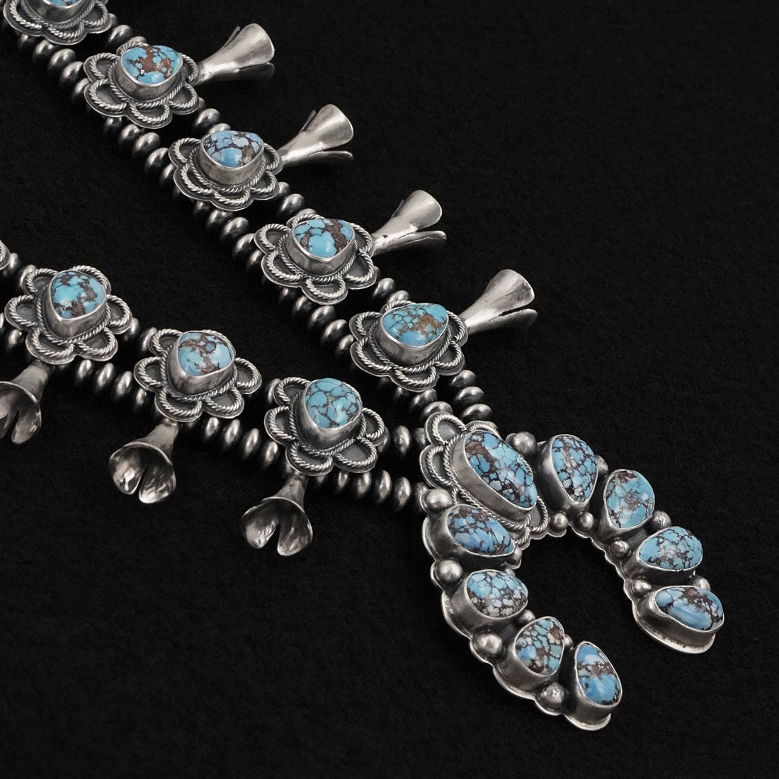Darrin Livingston Turquoise & Sterling Silver Squash Blossom Set