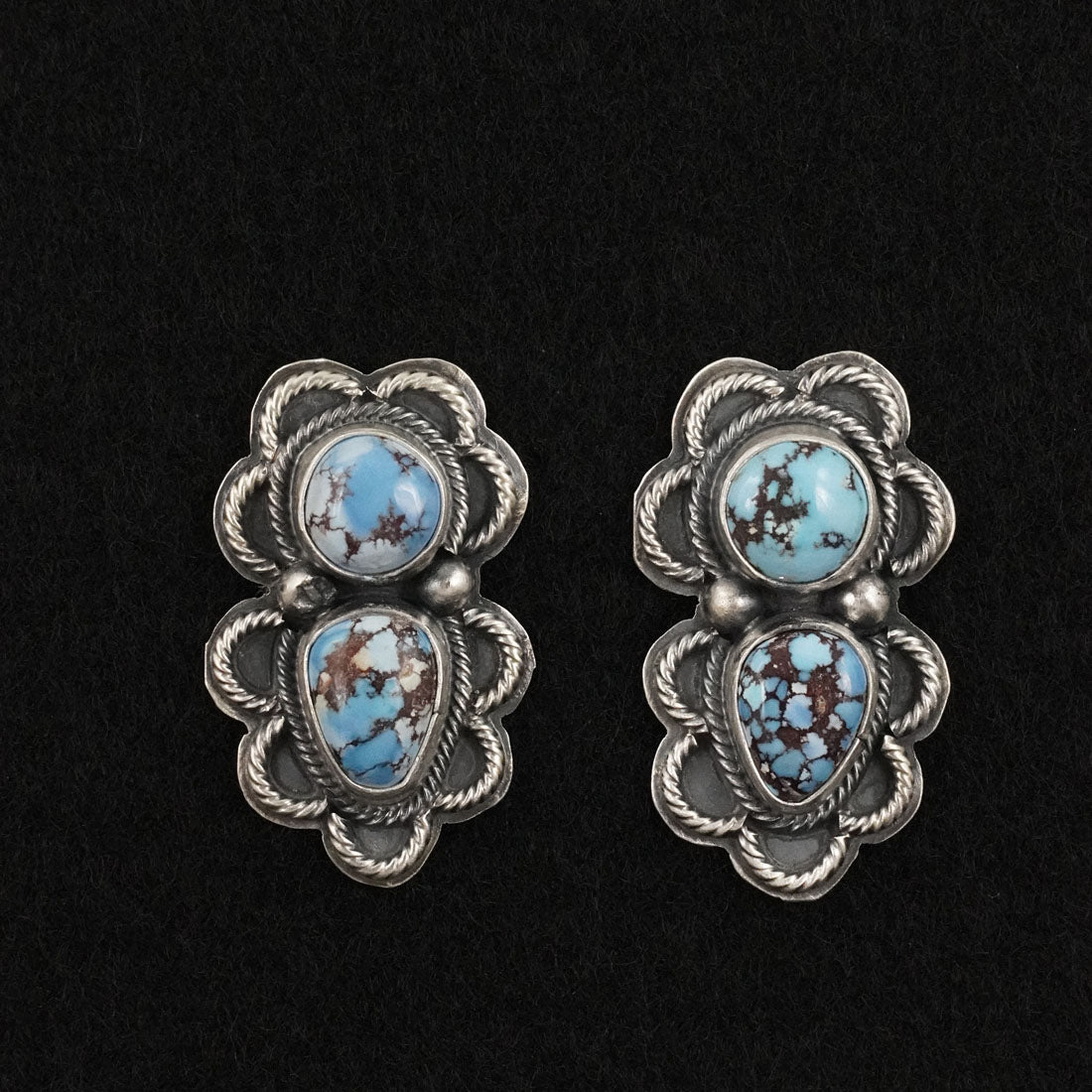 Darrin Livingston Turquoise & Sterling Silver Squash Blossom Set