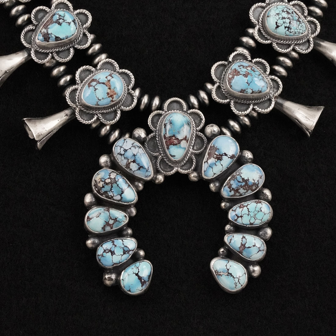 Darrin Livingston Turquoise & Sterling Silver Squash Blossom Set