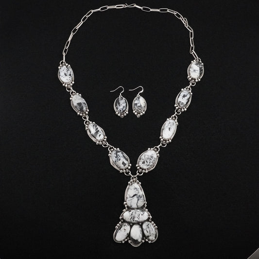 Vernon Johnson White Buffalo & Sterling Silver Necklace Set