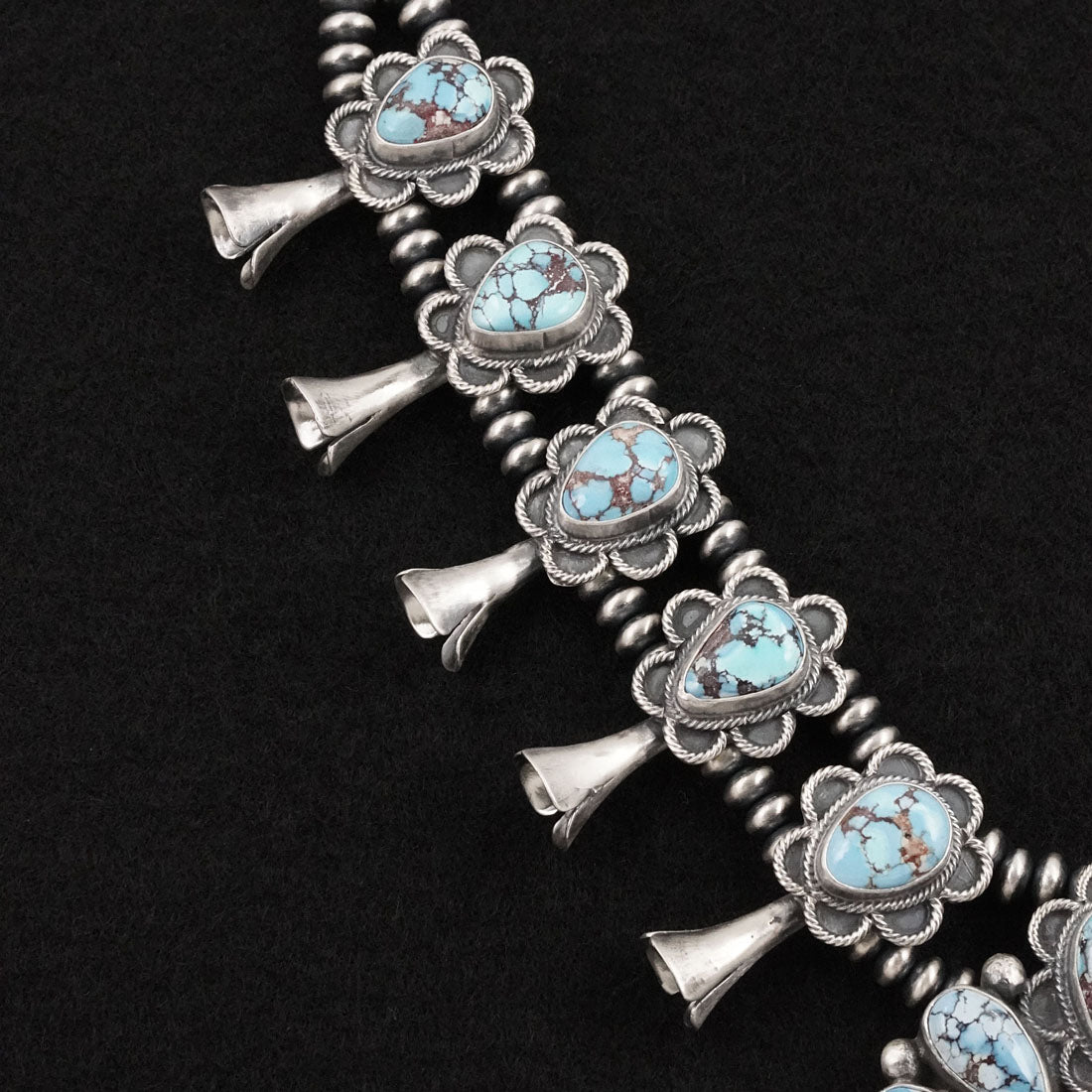Darrin Livingston Turquoise & Sterling Silver Squash Blossom Set