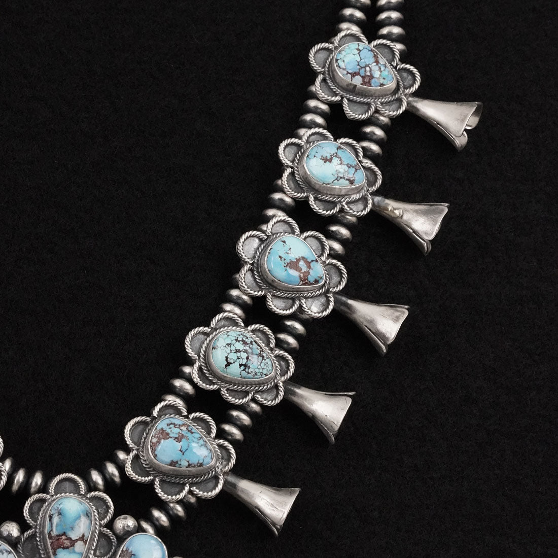 Darrin Livingston Turquoise & Sterling Silver Squash Blossom Set