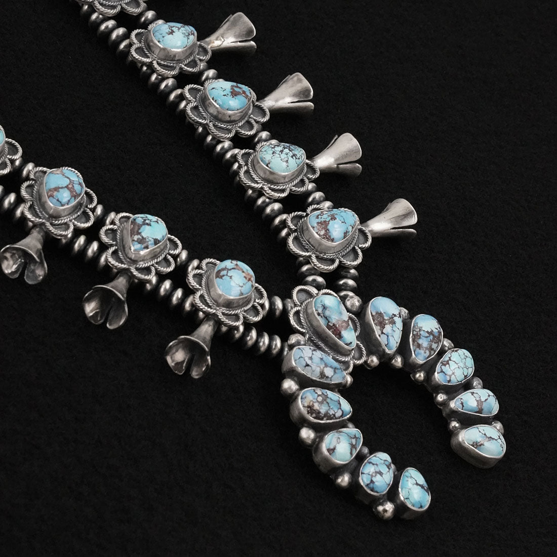 Darrin Livingston Turquoise & Sterling Silver Squash Blossom Set