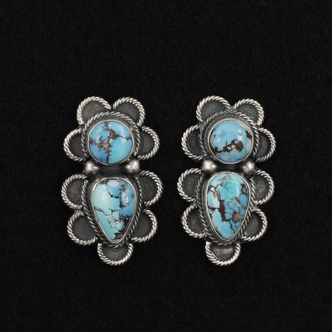 Darrin Livingston Turquoise & Sterling Silver Squash Blossom Set