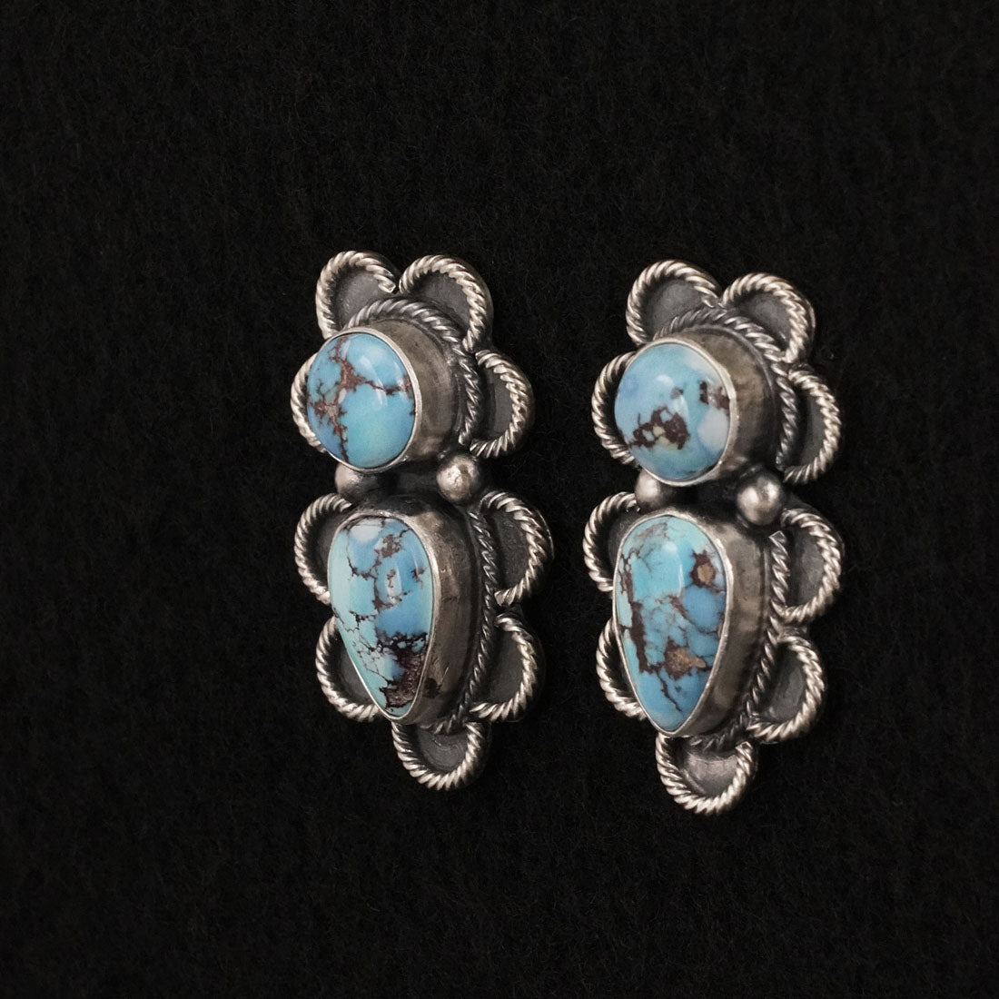Darrin Livingston Turquoise & Sterling Silver Squash Blossom Set