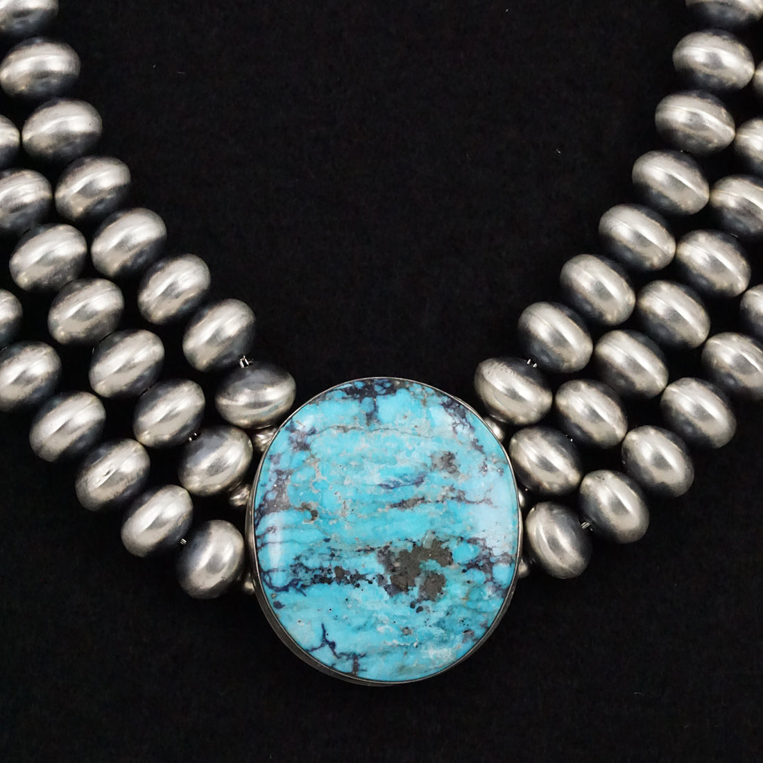 Alice Johnson Turquoise & Sterling Silver Navajo Pearl Necklace