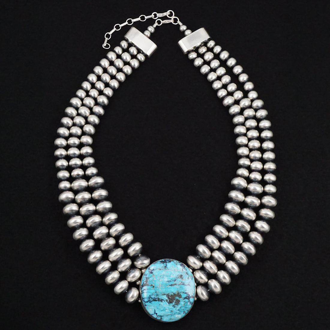 Alice Johnson Turquoise & Sterling Silver Navajo Pearl Necklace