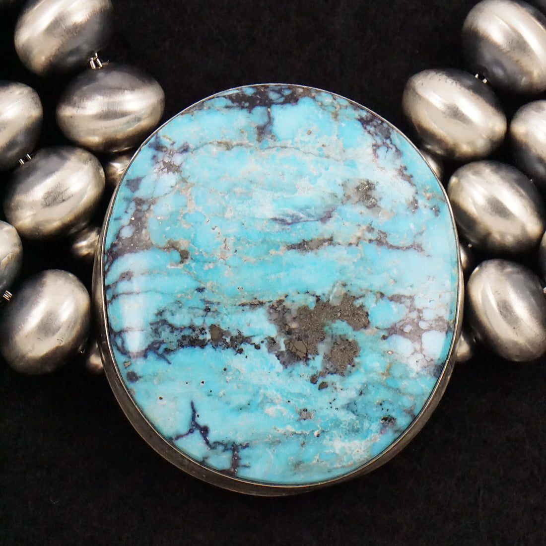 Alice Johnson Turquoise & Sterling Silver Navajo Pearl Necklace