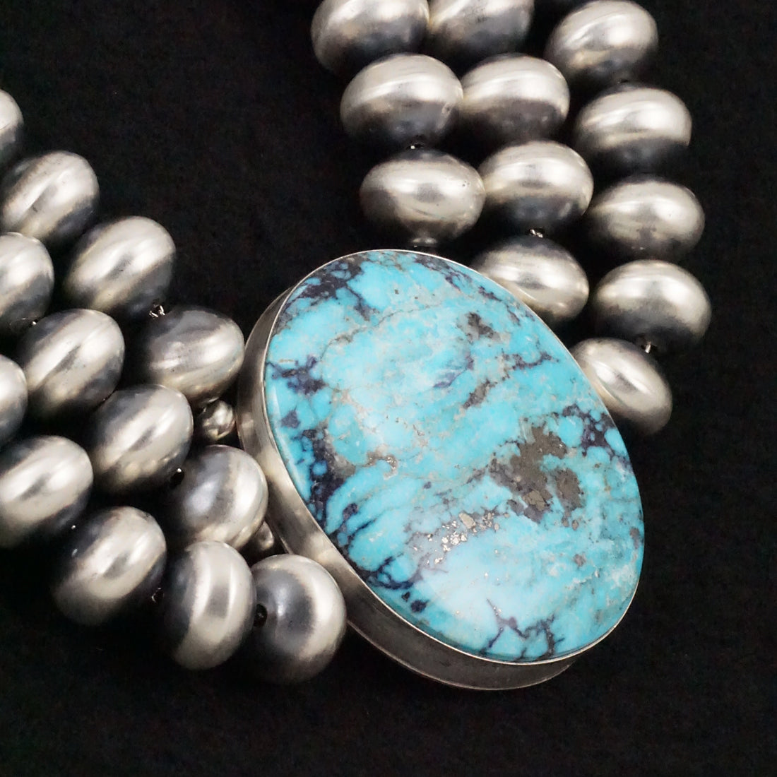 Alice Johnson Turquoise & Sterling Silver Navajo Pearl Necklace