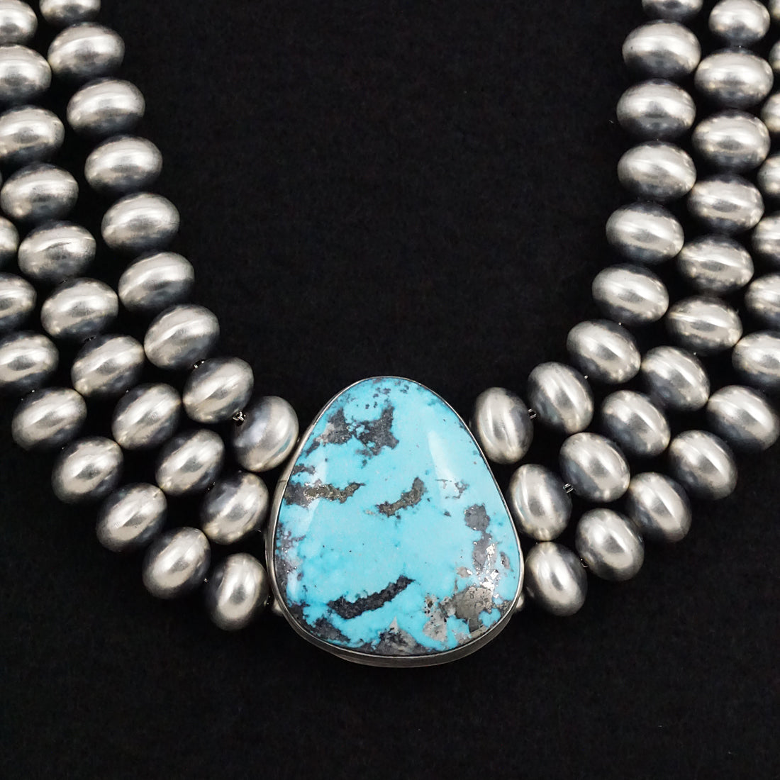 Alice Johnson Turquoise & Sterling Silver Navajo Pearl Necklace