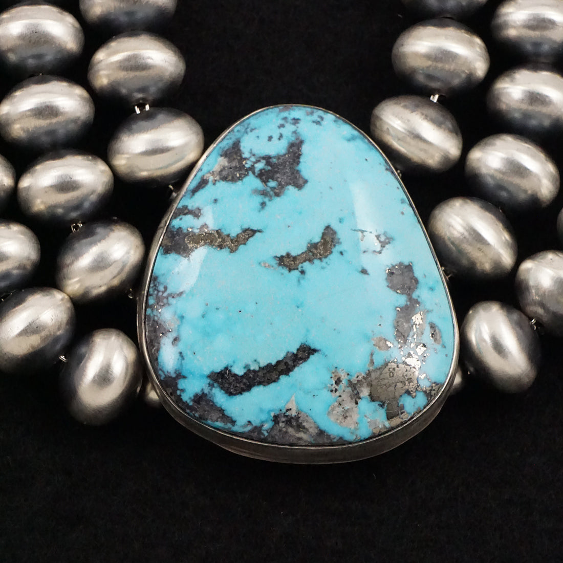 Alice Johnson Turquoise & Sterling Silver Navajo Pearl Necklace