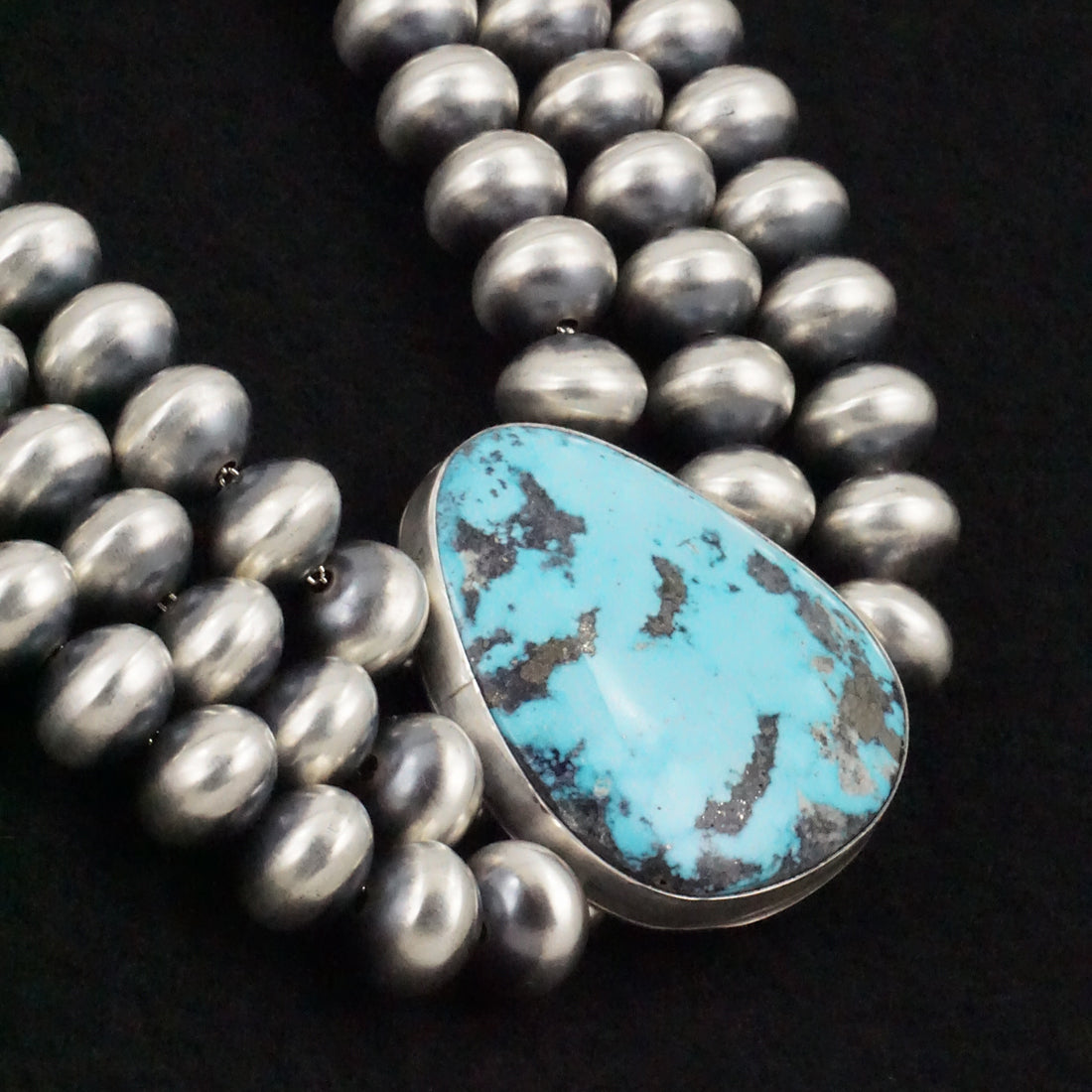 Alice Johnson Turquoise & Sterling Silver Navajo Pearl Necklace