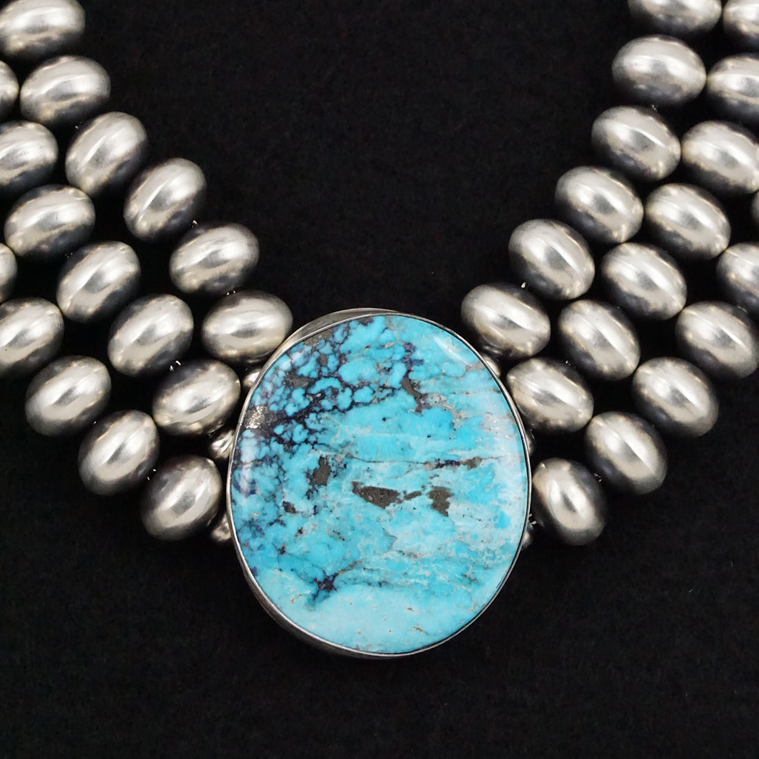 Alice Johnson Turquoise & Sterling Silver Navajo Pearl Necklace