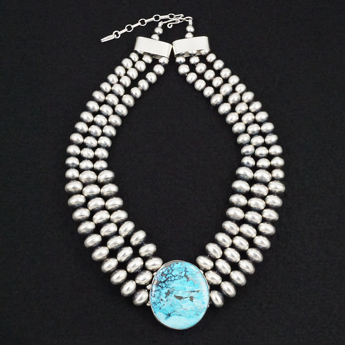 Alice Johnson Turquoise & Sterling Silver Navajo Pearl Necklace