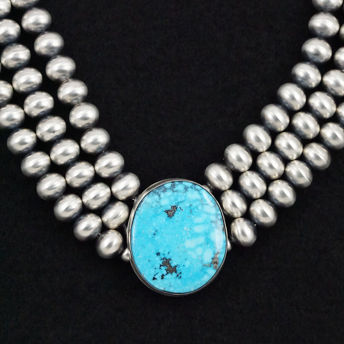 Alice Johnson Turquoise & Sterling Silver Navajo Pearl Necklace