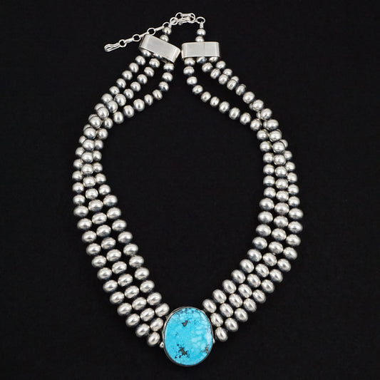 Alice Johnson Turquoise & Sterling Silver Navajo Pearl Necklace