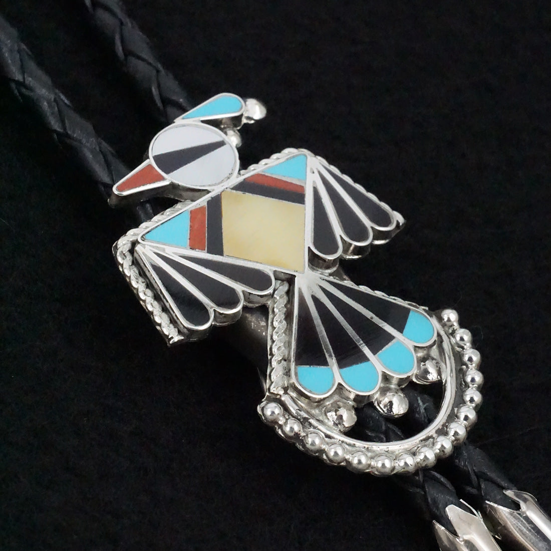 Adrian Wallace Multi-Stone & Sterling Silver Bolo Tie