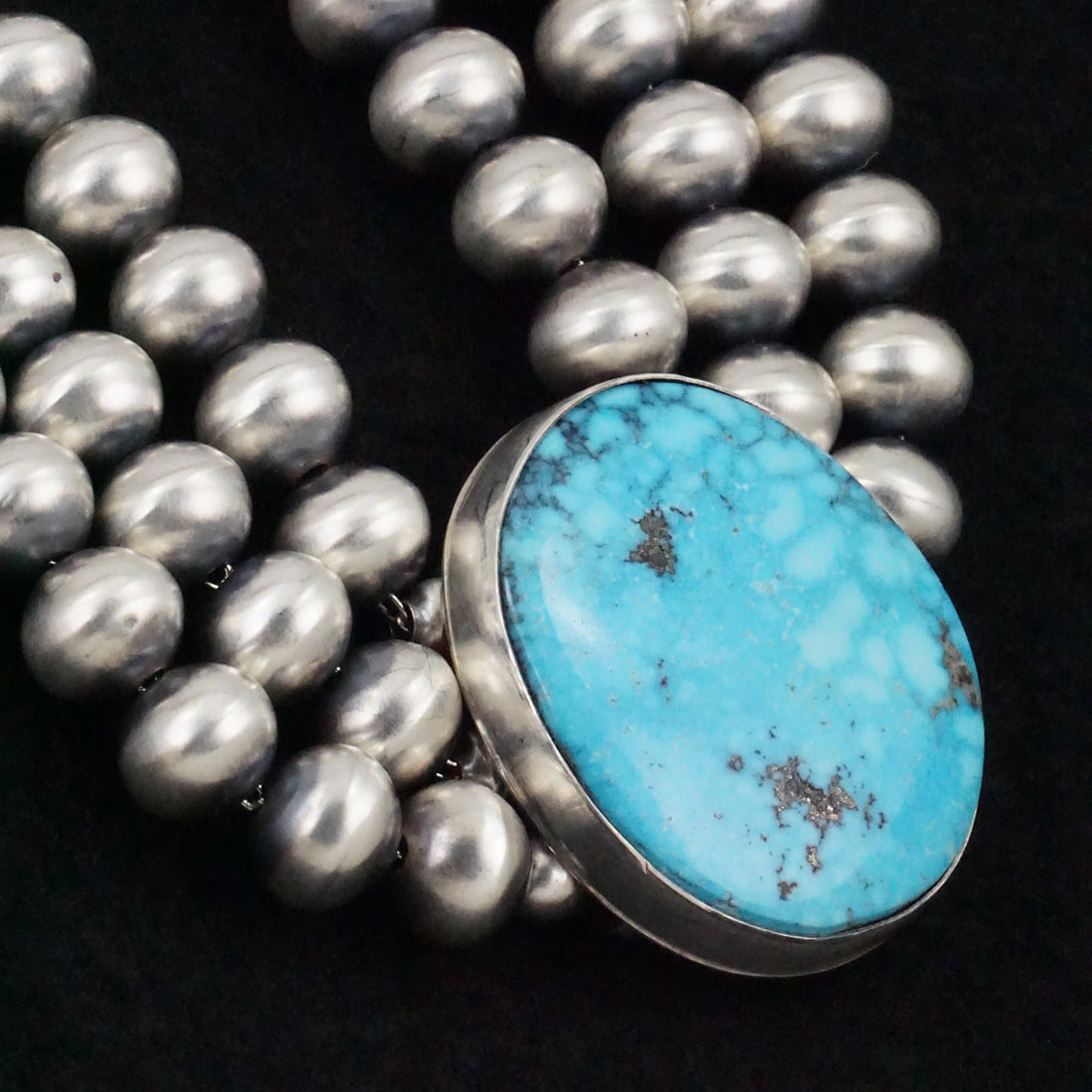 Alice Johnson Turquoise & Sterling Silver Navajo Pearl Necklace