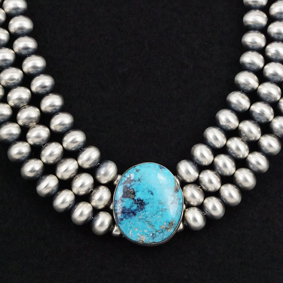 Alice Johnson Turquoise & Sterling Silver Navajo Pearl Necklace