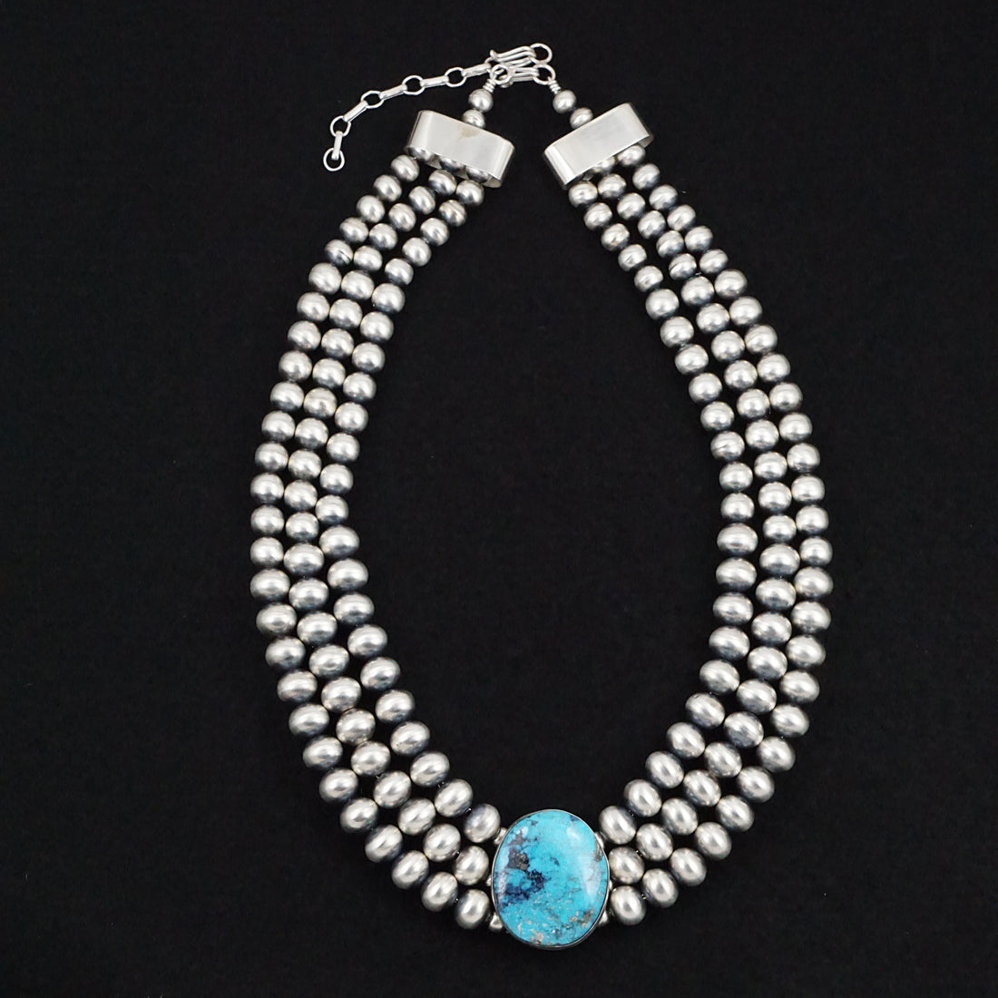 Alice Johnson Turquoise & Sterling Silver Navajo Pearl Necklace