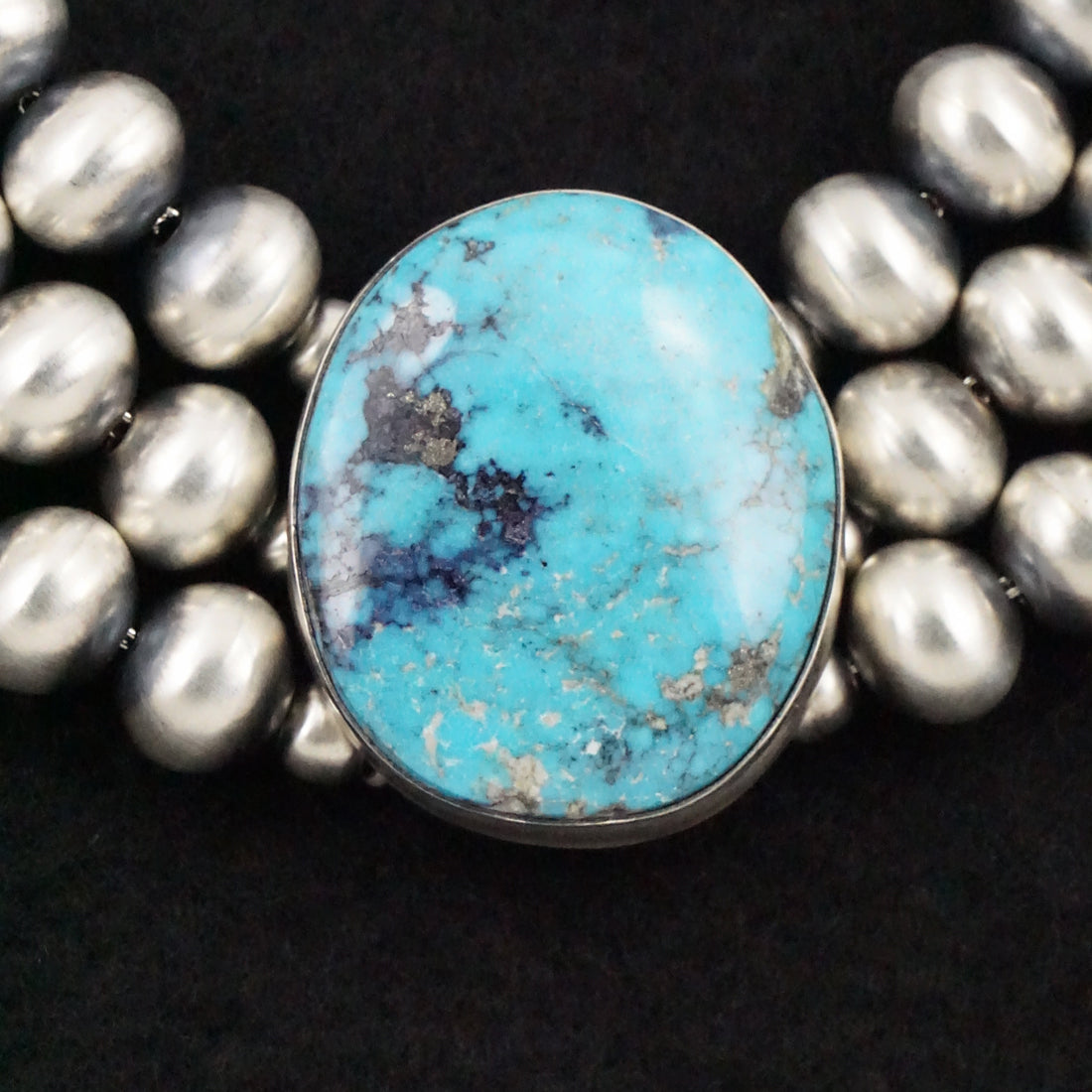 Alice Johnson Turquoise & Sterling Silver Navajo Pearl Necklace