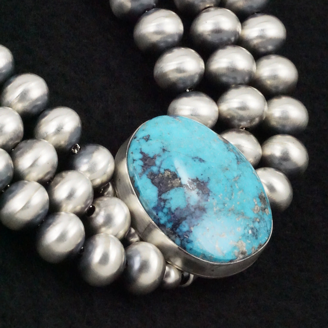 Alice Johnson Turquoise & Sterling Silver Navajo Pearl Necklace